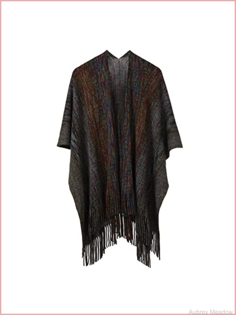 Knit Shawl Wrap Open Front Poncho Cape Cardigan Sweater Tassel